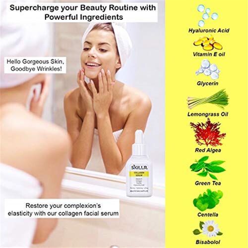 极速SKILcLR ORGANICS Collagen Serum for Face with Peptides