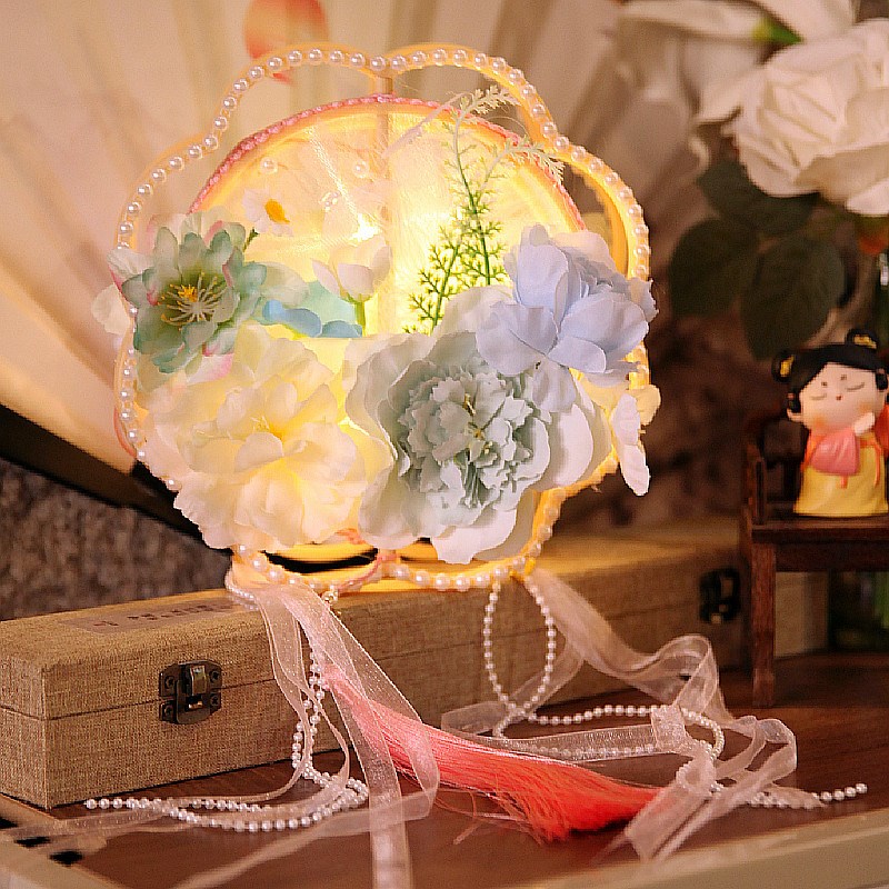 极速跳舞蹈新古典风娟花手工制作汉服宫灯笼摄影拍照X双层手提花