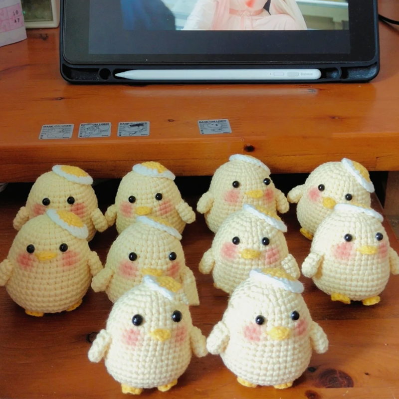 极速手工DIY毛线n编织材料包可爱翘臀小鸡玩偶挂件钥匙扣包挂车挂