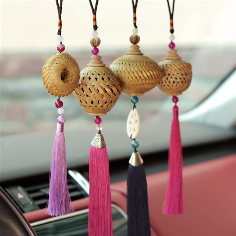 极速竹藤编织流苏挂件创意中式z旗袍玉石腰挂古装配饰汉服竹包挂