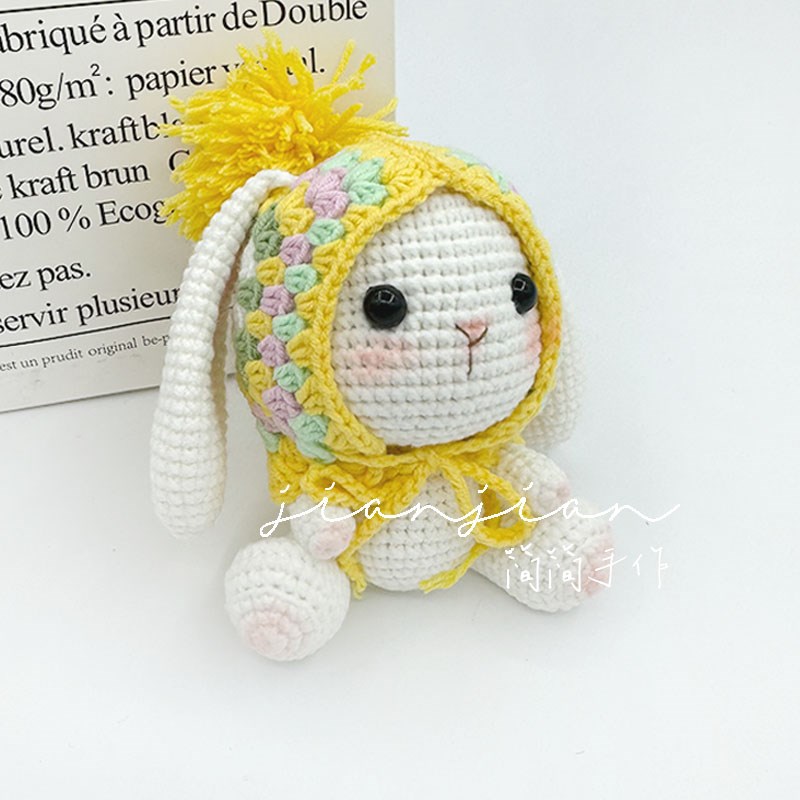 极速可爱手工编织垂耳兔玩偶祖母z格diy材料包毛线挂件钥匙扣自制