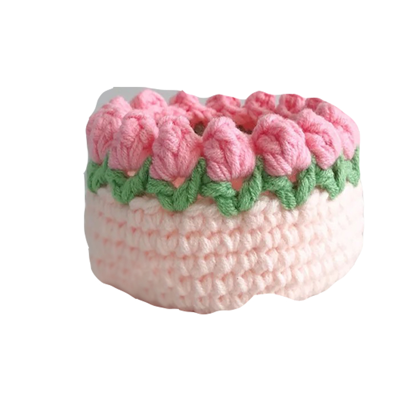 极速针织蛋糕收纳盒郁金香收纳篮手工diy材料包毛线编.织钩针自制