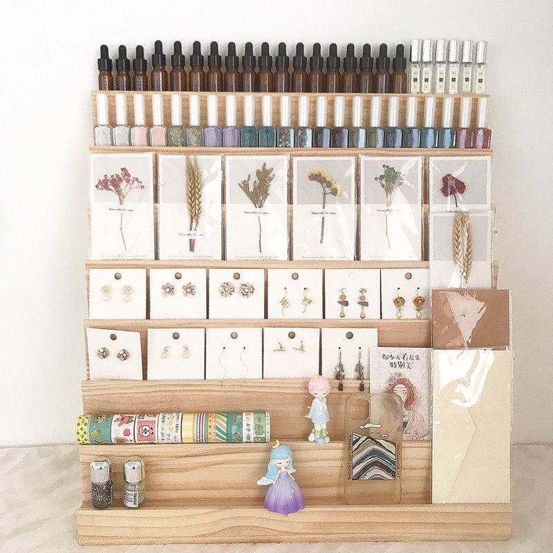 极速直播间专用木质阶梯架子商y品展示架贺卡手机壳指甲油唐卡摆