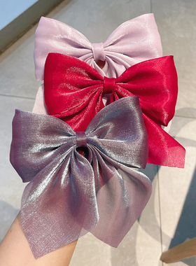 极速2PCS Pink iBig Bow Hairpin Womens Bows Hair Clips Satin