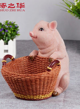 极速创意狗摆件放钥匙收纳盒动物玄关茶H几客厅动物猪装饰品置物