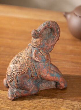 极速泰国砂岩大象摆件东南亚风格家居装饰品客厅茶V室桌面禅意砂