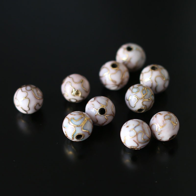 极速北京景泰蓝铜胎掐丝珐琅磨光实地散珠手链手串U佛珠项链隔珠