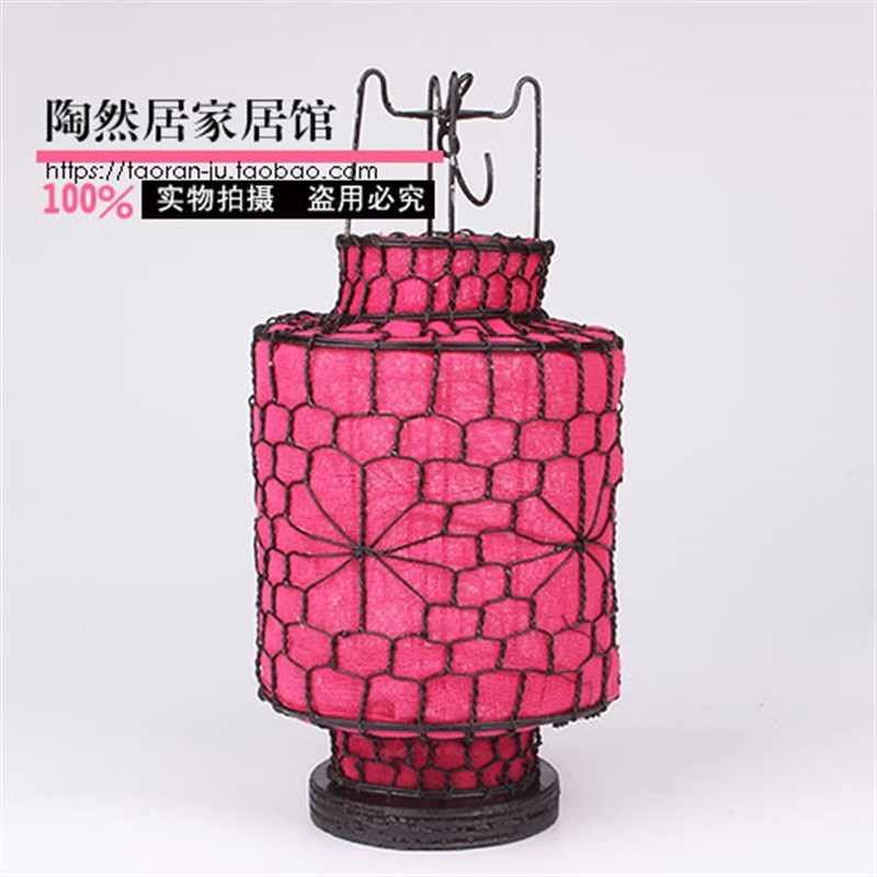 极速中式古典灯具手工编s织圆筒铁艺小灯笼铁丝灯笼影视拍摄道具