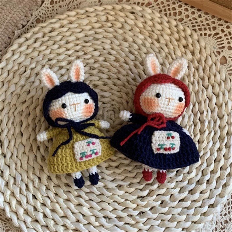 极速diay田园兔玩偶钥匙扣挂件毛线钩针编织材料包自制礼物可爱送