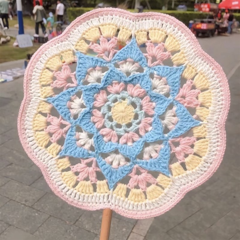 极速手工编织钩织敦煌古风团扇毛线钩针G中国扇子diy材料包送闺蜜