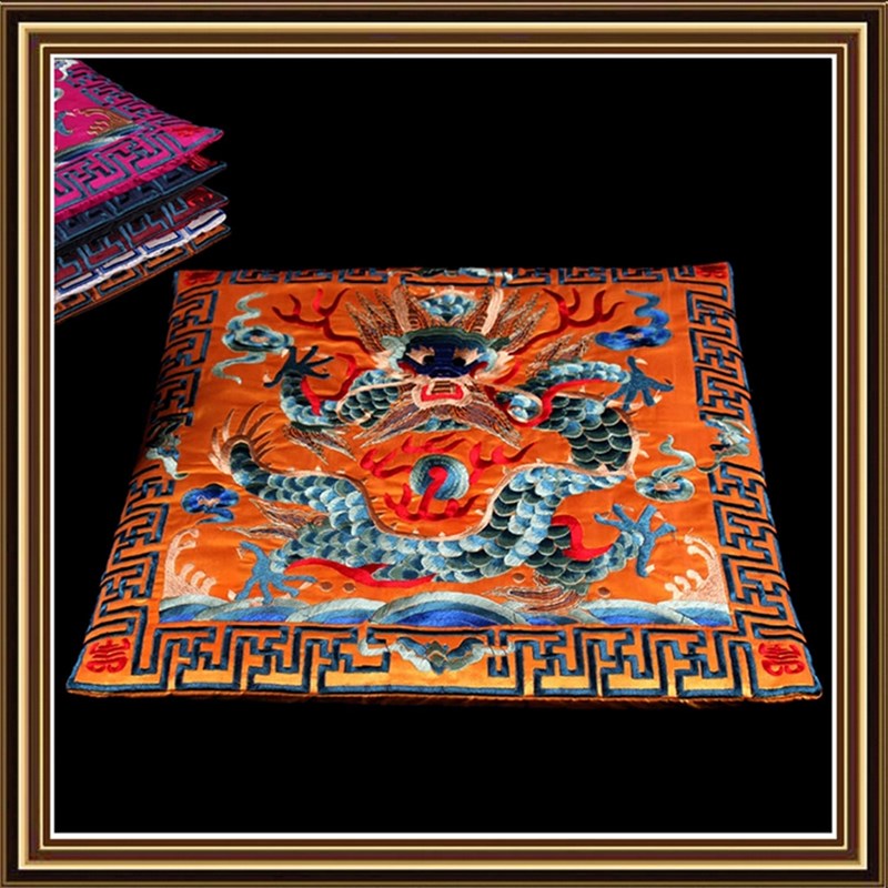 极速中式红木沙发椅m子坐垫立体刺绣龙纹坐垫结婚喜庆家具专用坐