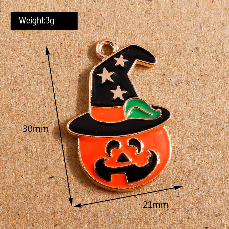 极速10pcs 21x30mm Cute Enamel Halloween Pumpkin HatW Charms