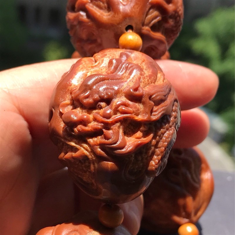 极速文玩手串男款橄榄核雕刻九龙献B瑞手持 印尼橄榄核纯X手工雕图片