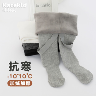 冬季a类棉婴儿背带连裤袜子男女童儿童加厚加绒宝宝打底举重裤子