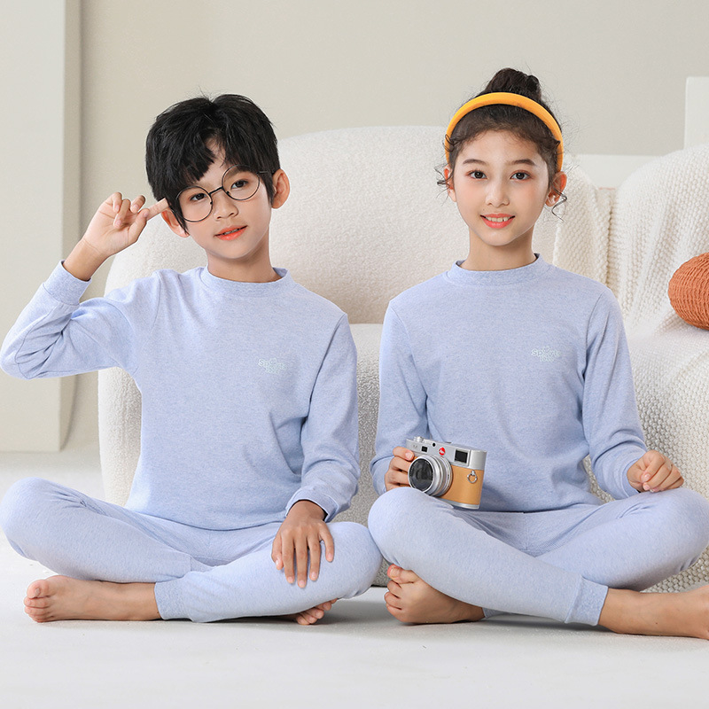 儿童保暖内衣套装男童女童秋冬秋衣秋裤青少年全棉舒绒睡衣