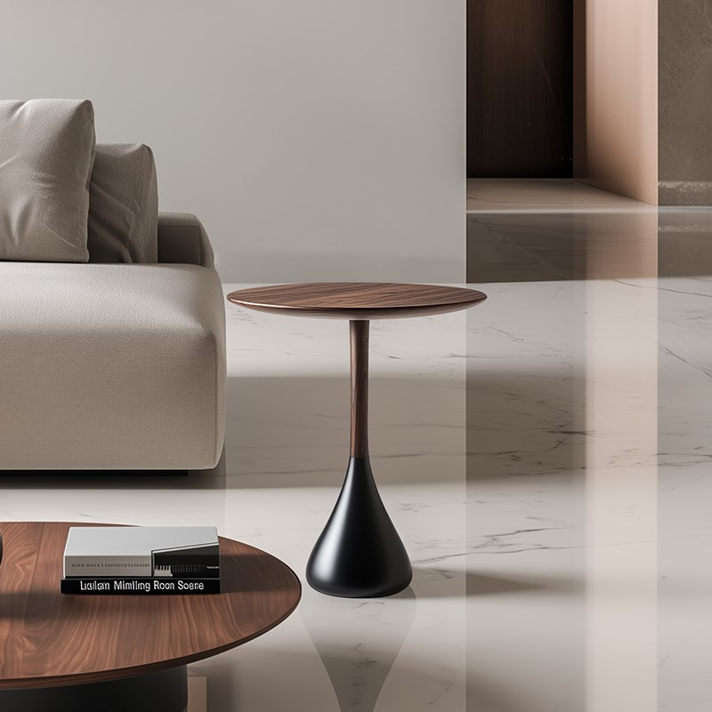 设计师创意实木边几小圆桌客厅沙发小茶几意式极X简角几小边桌