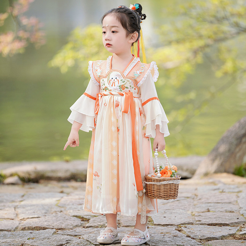 女童汉服夏c款儿童古装中国风超仙连衣裙小女孩唐装襦裙汉服演出