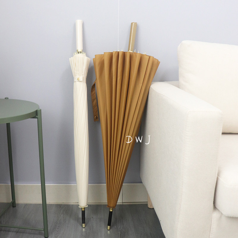 24骨长柄雨伞双人加固q防风大号直杆伞男女士纯色简约定制印刷log