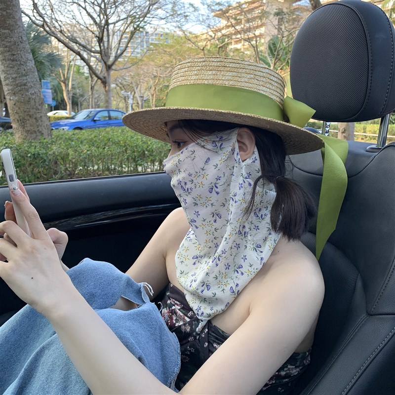 蜗牛爬爬家夏季防晒面罩全脸防紫外线女J薄款遮脸面纱口罩护颈脖