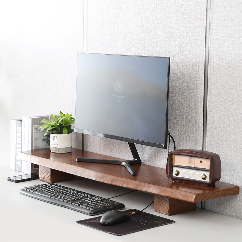 电脑显示器增高架桌m面收纳垫高底座原木置物架实木电视屏幕增高
