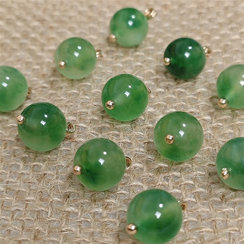 【六颗】10mmj12mm天然石水草绿圆珠纽扣新中式旗袍马甲宋锦定制