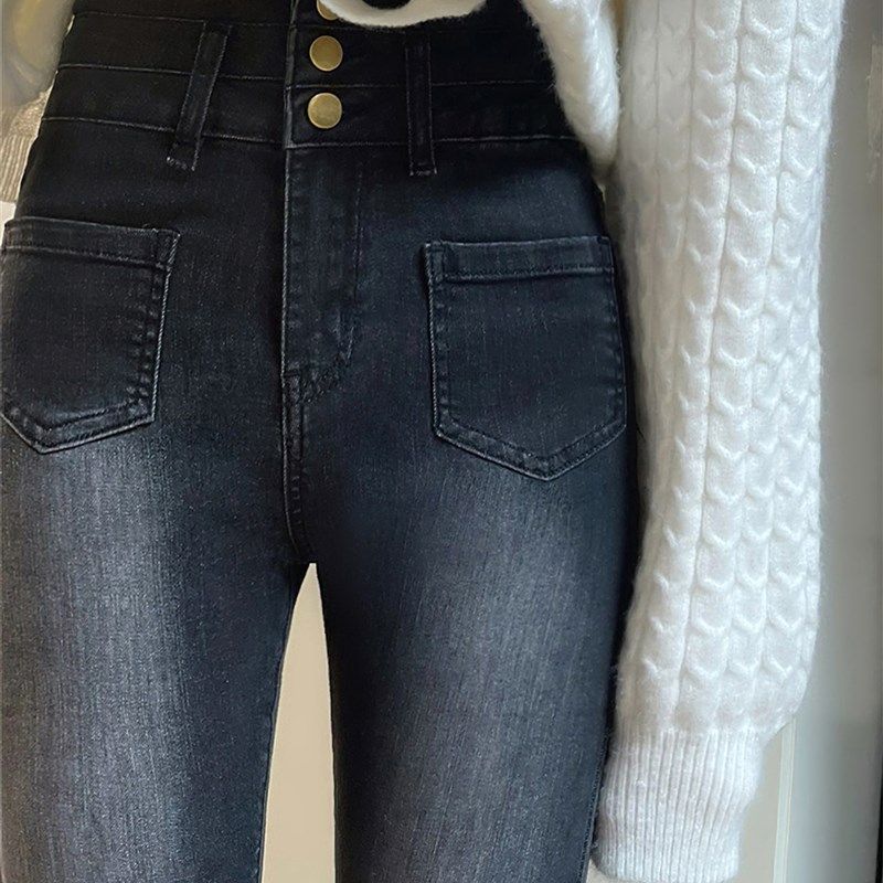 黑灰色微喇牛仔裤女春季s新款胖妹妹mm梨形身材高腰弹力显瘦阔腿,女装/女士精品,大码裤装,淘宝优惠券,粉丝福利购,淘宝优惠卷