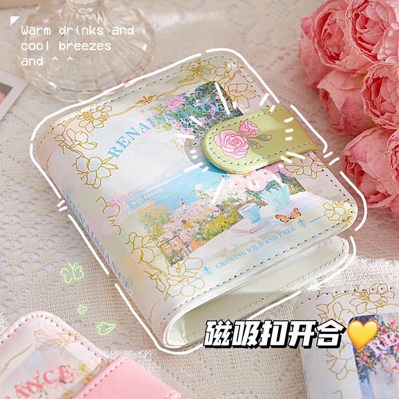 复古油画皮质一宫格h卡册活页便携可爱追星3寸小卡收纳册高颜值文