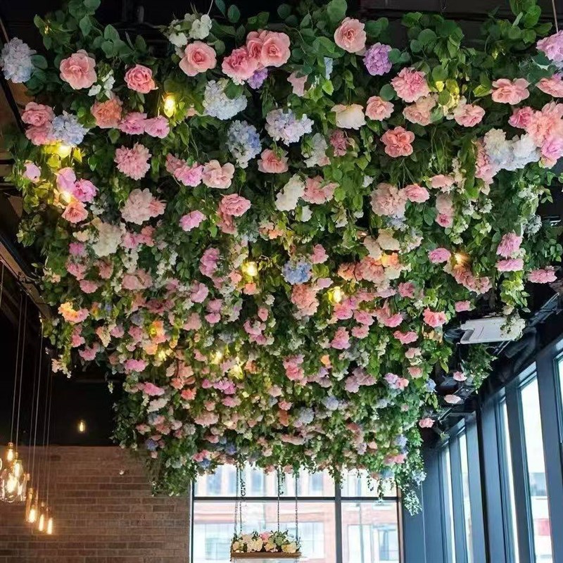 吊顶天花板吊顶装饰植物仿真绿植顶部假绿植仿真花假花婚庆吊顶