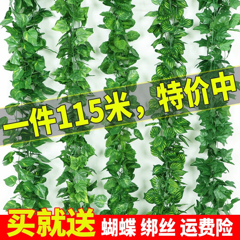 仿真绿萝叶假花藤条葡萄树叶吊顶管道装饰藤蔓塑料绿植物缠绕遮挡