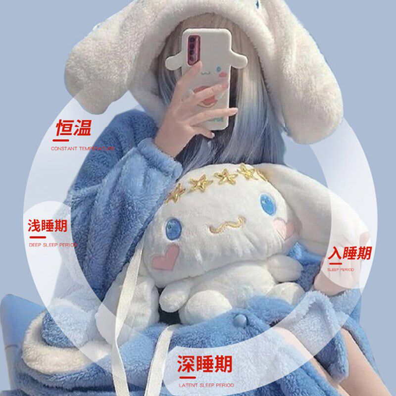 珊瑚绒睡袍女款玉桂狗2024新款秋冬季家居服加绒加厚毛绒卡通睡衣