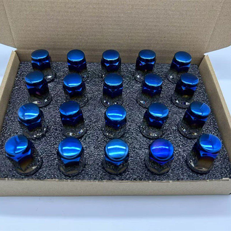汽车锻造轮毂螺丝帽锥口19号35MM长烤蓝钢制改装轮毂轮胎车轮螺母