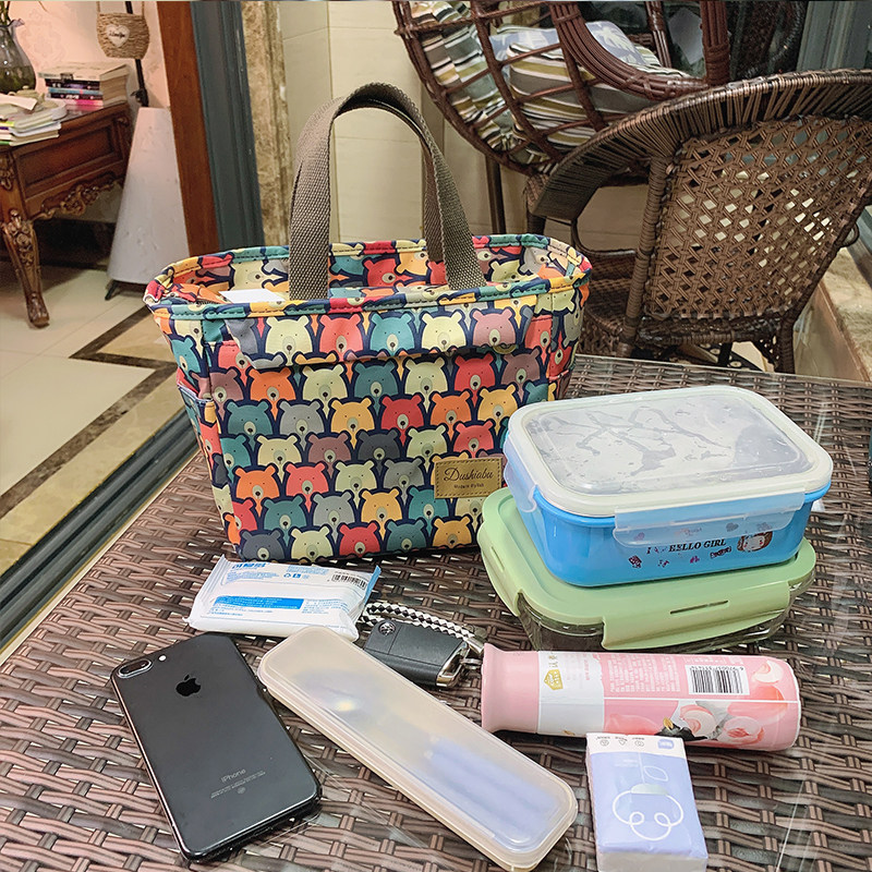 防水牛津布大号保温便当盒袋加厚手提袋子学生便当包儿童带饭包铝