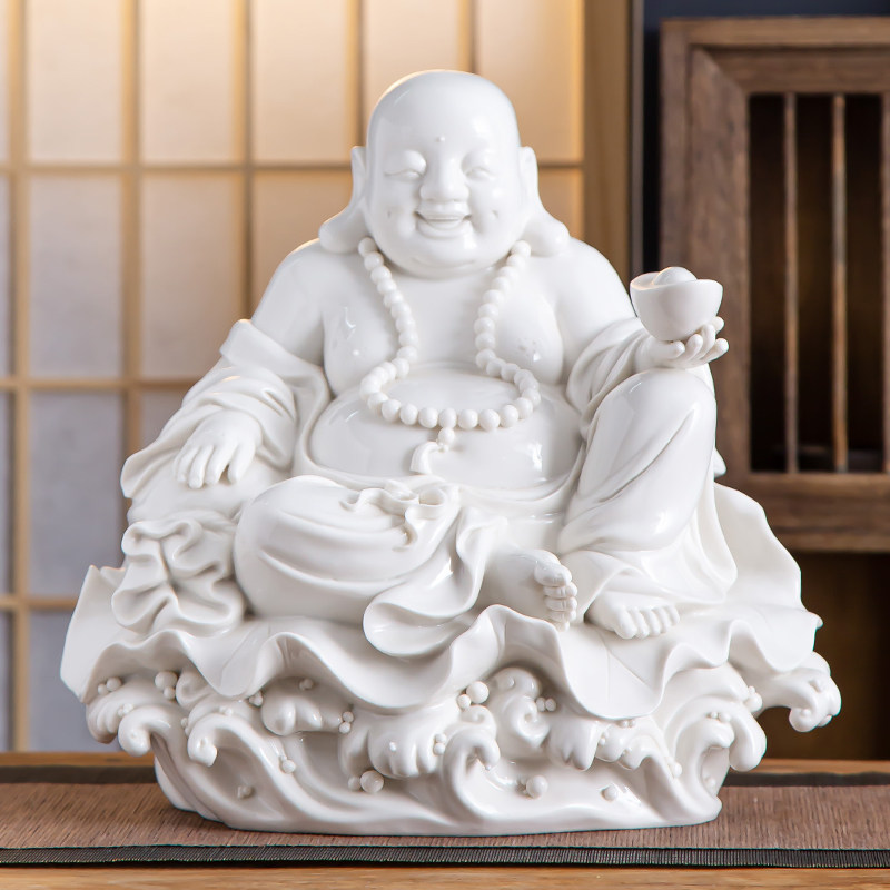 陶瓷弥勒佛像供奉家用摆件大佛肚笑佛招财工艺品礼品家居客厅摆设