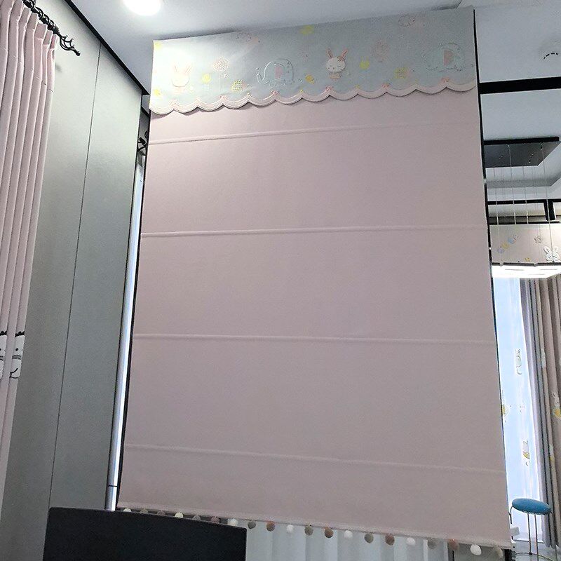 公主房罗马帘升降窗帘女孩卧室紫色儿童房间卧室小窗拉帘定做遮光