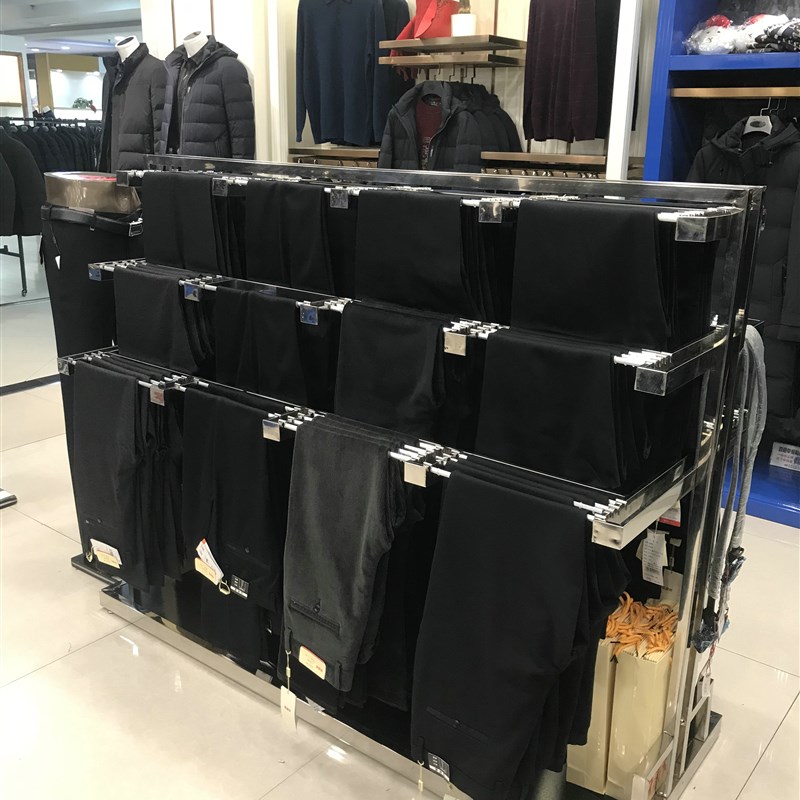 不锈钢加长双面裤台中岛架四格裤架展示架男装店西裤裤子牛仔裤架