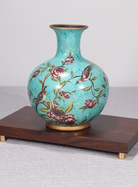实木佛像底座新中式铜脚花瓶铜摆件工艺品家居装饰木托加高台定制
