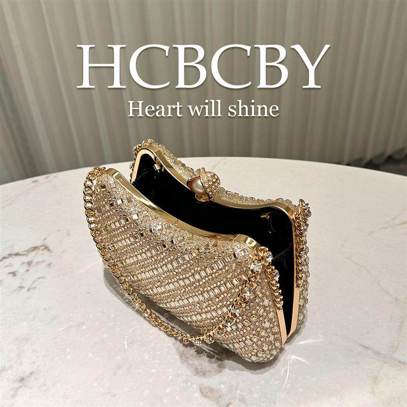 【HCB】2024新款手提包宴会名媛轻奢晚宴包手拿包女士镶钻斜挎包