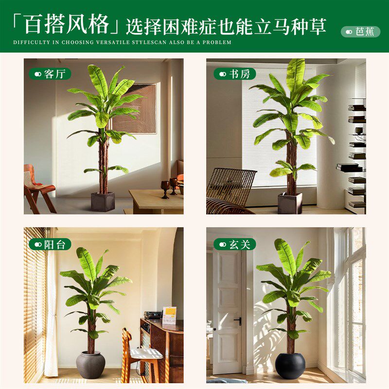 2025大型仿真大叶子芭蕉树装饰仿生绿植室内造景高端植物假树摆件