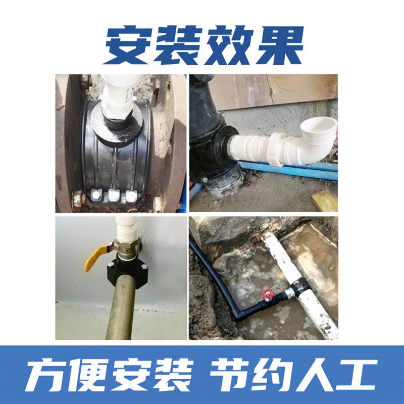 PE增接口管道开口变径三通马鞍快速抢修接头内丝哈夫节160抱箍250