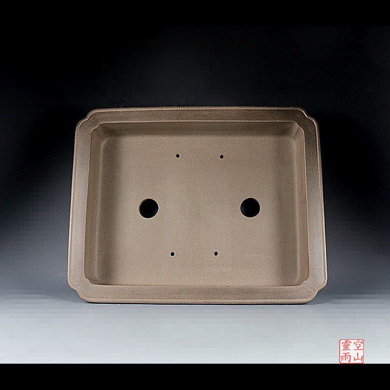 精品直销 宜兴紫砂盆景花盆 全手工仿古长方形赤松真柏绿植透气