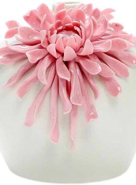 德化白瓷捏花陶瓷粉色花瓶摆件客厅插花花器装饰品轻奢电视柜家居