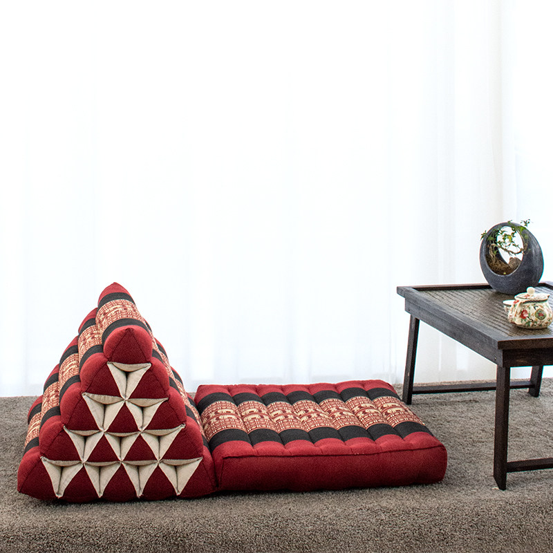 飘窗台三角靠坐一体垫子泰国木棉坐垫腰部支撑榻榻米半躺懒人靠垫