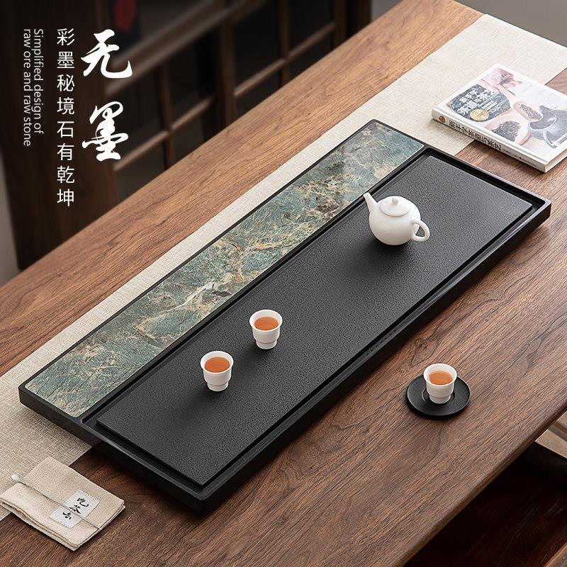 茶盘2025新款家用乌金石干泡茶台天然整块新中式轻奢岩板茶具托盘