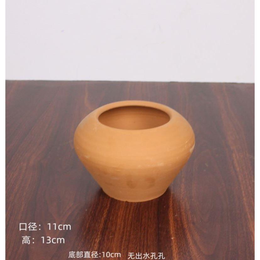 老式土陶盆粗陶陶罐花花器插干花花瓶复古透气瓦罐坛子室内外种植