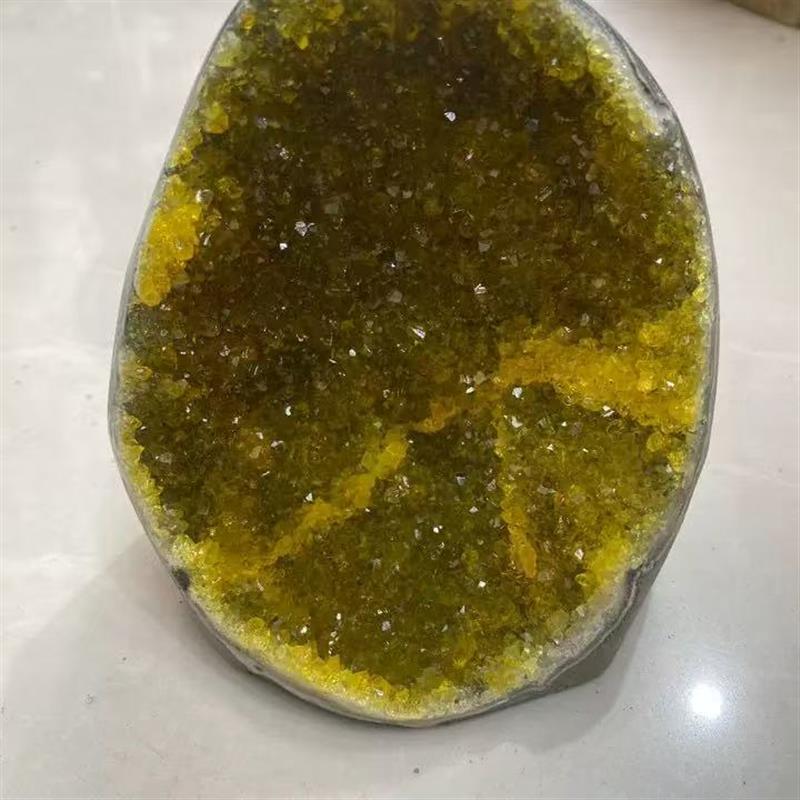 水晶原石天然水晶原矿黄水晶摆件消磁净化扩香石招财家居摆件晶簇