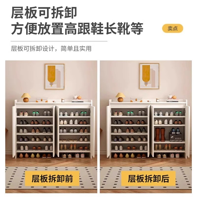 实木鞋柜家用门口入户鞋柜2025新款收纳柜一体靠墙玄关柜置物柜子