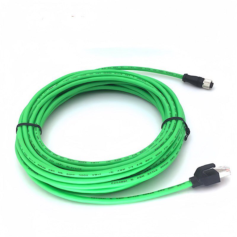 以太网跳线M12转RJ45工业相机防水网线4芯8芯ADX型传感器航空插头