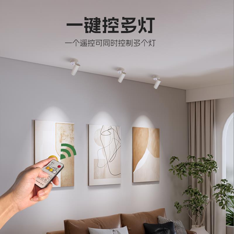 免接线充电射灯遥控磁吸轨道灯超亮无布线长续航客厅过道玄关盆景图片