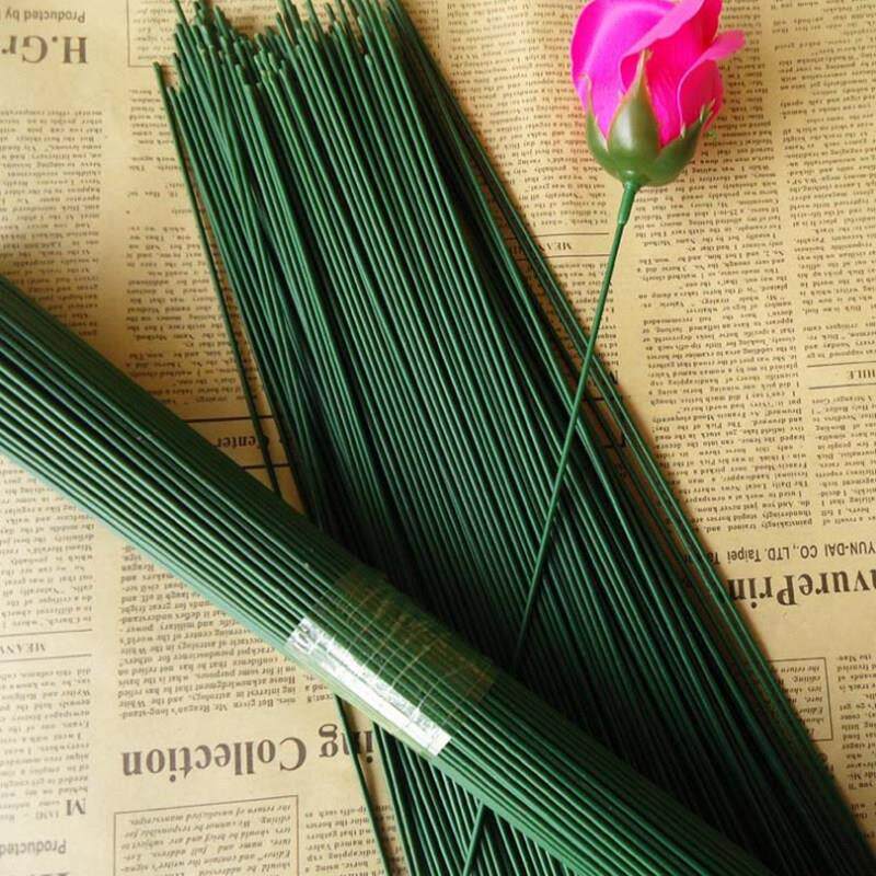 花艺铁丝2号花杆胶包绿花杆diy手工材料丝网花纸花丝带玫瑰花枝