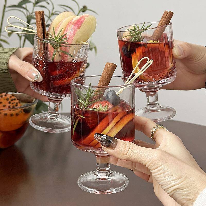 热红酒杯耶诞鸡尾酒向日葵高脚杯高颜值微醺煮酒喝洋酒杯玻璃杯子